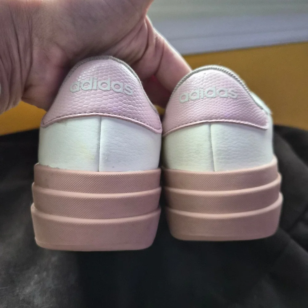 Adidas Nizza Platform Sneakers White Pink Metallic Leather‎ Low Top Shoes Size 5